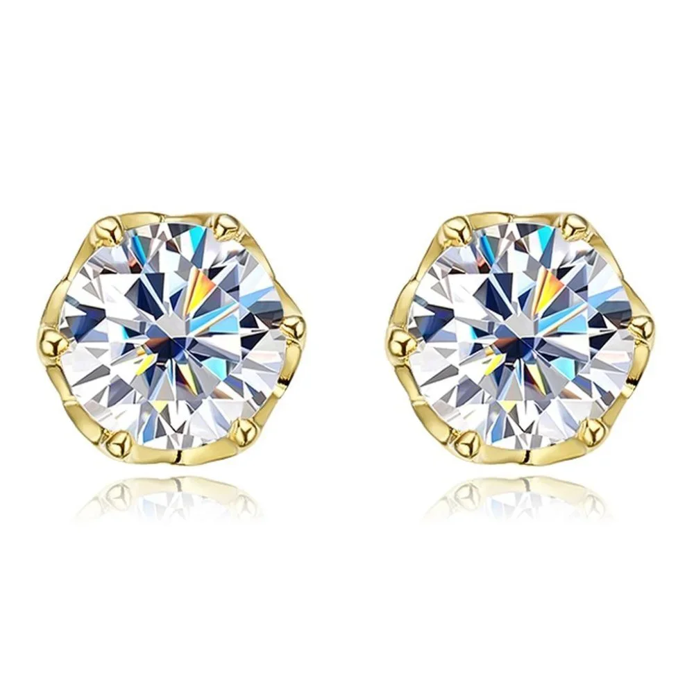 Certified 2ct. t.w. Moissanite Diamond Solitaire Stud Earrings NEW